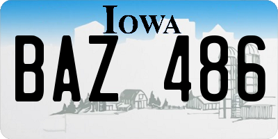 IA license plate BAZ486