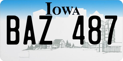 IA license plate BAZ487