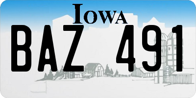 IA license plate BAZ491