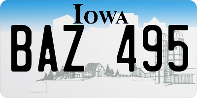 IA license plate BAZ495