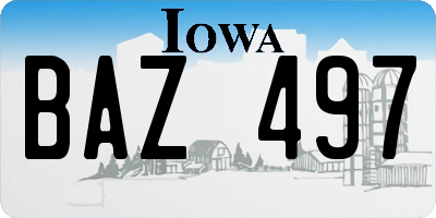 IA license plate BAZ497
