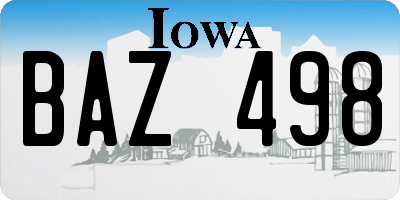 IA license plate BAZ498