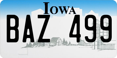 IA license plate BAZ499