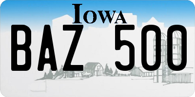 IA license plate BAZ500