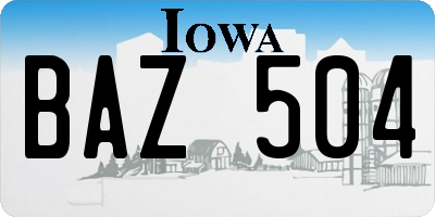 IA license plate BAZ504