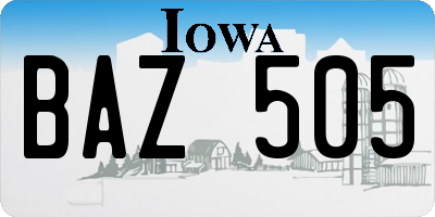 IA license plate BAZ505