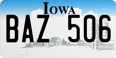 IA license plate BAZ506