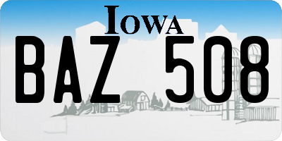 IA license plate BAZ508