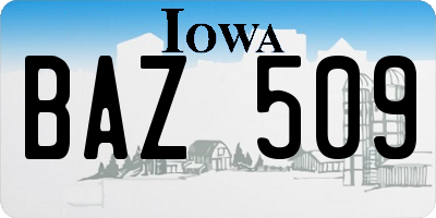 IA license plate BAZ509