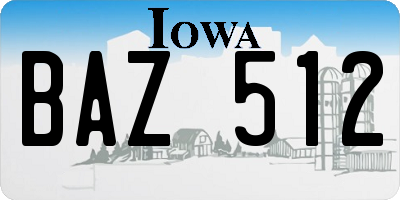 IA license plate BAZ512