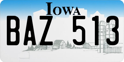 IA license plate BAZ513