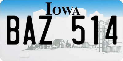 IA license plate BAZ514