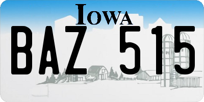 IA license plate BAZ515