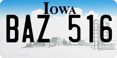 IA license plate BAZ516