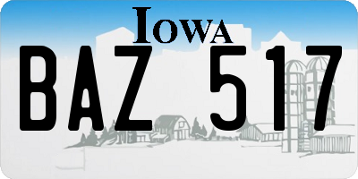 IA license plate BAZ517