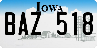IA license plate BAZ518
