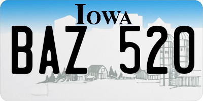 IA license plate BAZ520