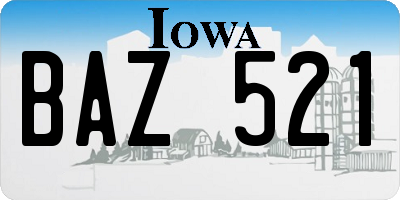 IA license plate BAZ521