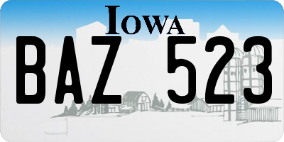IA license plate BAZ523