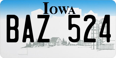 IA license plate BAZ524