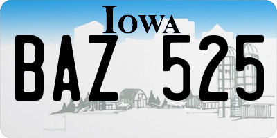 IA license plate BAZ525