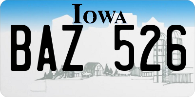 IA license plate BAZ526