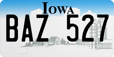 IA license plate BAZ527