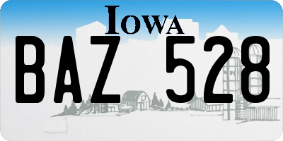 IA license plate BAZ528