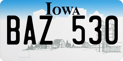 IA license plate BAZ530