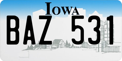 IA license plate BAZ531