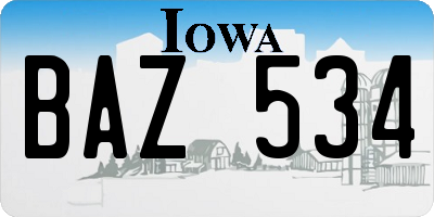 IA license plate BAZ534