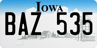 IA license plate BAZ535