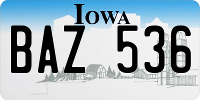 IA license plate BAZ536