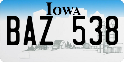 IA license plate BAZ538