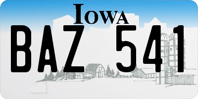 IA license plate BAZ541