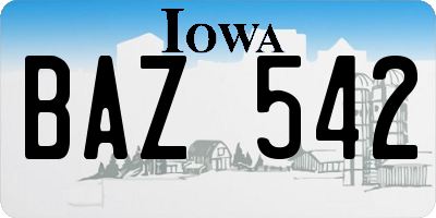 IA license plate BAZ542