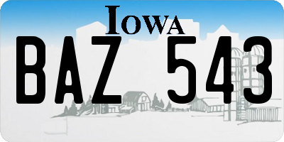 IA license plate BAZ543