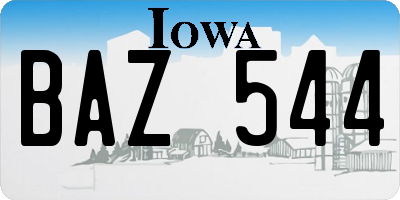 IA license plate BAZ544