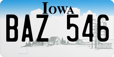 IA license plate BAZ546