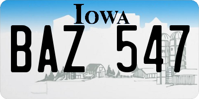 IA license plate BAZ547