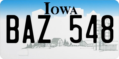 IA license plate BAZ548