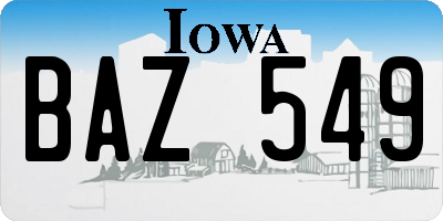 IA license plate BAZ549