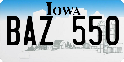 IA license plate BAZ550