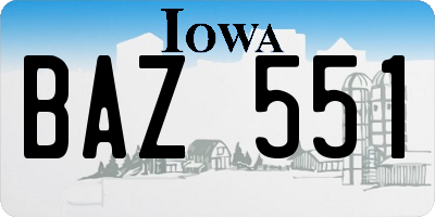 IA license plate BAZ551