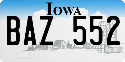 IA license plate BAZ552