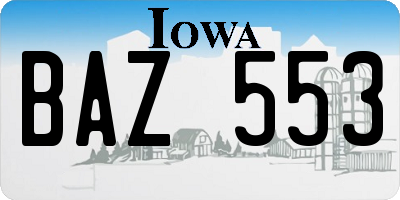 IA license plate BAZ553