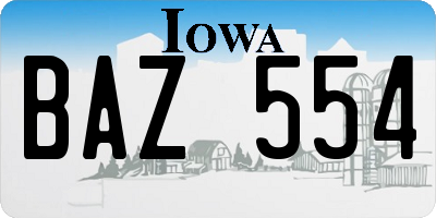 IA license plate BAZ554