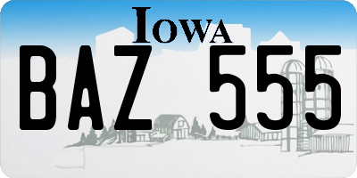 IA license plate BAZ555