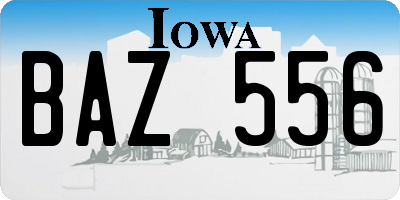 IA license plate BAZ556