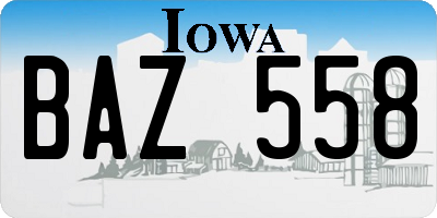 IA license plate BAZ558